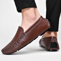 【BestGO】High Quality Genuine Leather Men's Shoes New Men's Loafers Outdoor Casual Work Shoes Formal Business Leather Shoes Men's White Black 38-47 Size Large Size. 