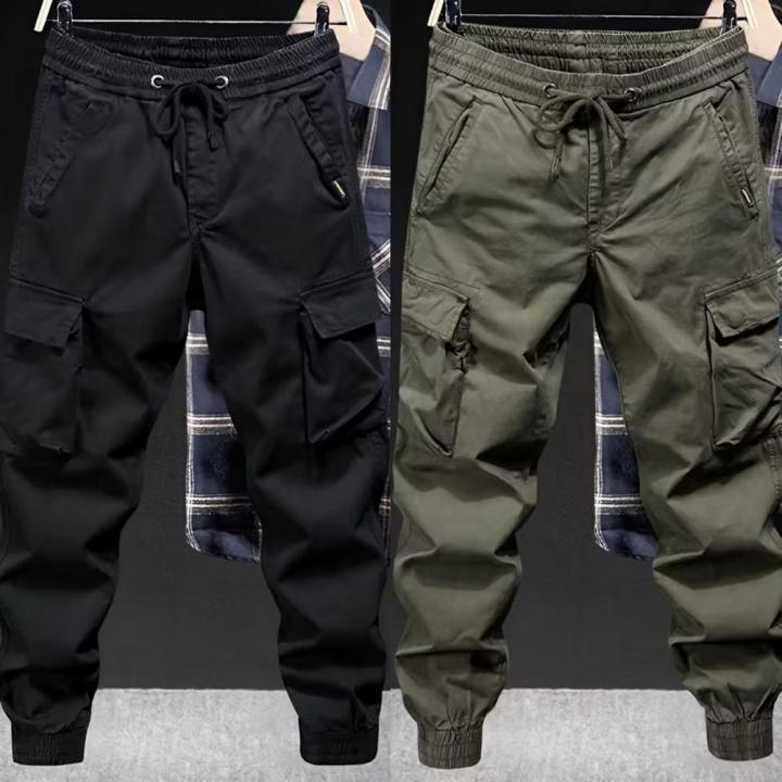 Elastic%20Waistband%20Pants%20Breathable%20Pants%20Men's%20Drawstring%20Cargo%20Pants%20with%20Elastic%20Waist%20Multi%20Pockets%20Ankle-banded%20for%20Daily%20-%20Image%204