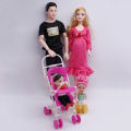 SF 5pcs Happy Family Kit Toy Dolls Pregnant Babyborn Ken&Wife with Mini Stroller Carriages For Baby Dolls Child Toys For Girls Gift. 