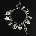 Disney Movie The Nightmare Before Christmas Jack Skellington Vintage Silver Plating DIY Bracelet for Women Party Accessories. 