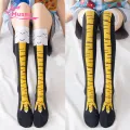 Muses Mall Color Matching Stockings Chicken Feet Print Over Knee Length Anti-slip Warm Calf Socks for Women Perfect Valentine's Day Gift Women Chicken Feet Stockings. 