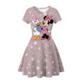 MINISO Disney Girl Dresses Summer 3D Cartoon Mickey Mouse Minnie Short Sleeve Cute Birthday Party Princess Dress Toddler Clothes. 