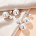 Double Sided Pearl Earings -Fashion Jewelry Crystal Ball Stud Earrings -Women Girls Simulated Pearl Earrings. 