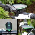 Bicycle Front Light With Electric Loud Horn Multi-function Ultra Bright USB Rechargeable Headlight High-quality Warning Light-USB green. 