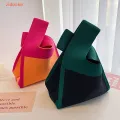 【ALLGOOD】Japanese Knitted Women'S Bag Temperament Woven Handbag Women Mini Knot Wrist Bag Tote Bag Student Reusable Shopping Bags. 