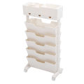 Mobile Bookshelf Movable Storage Book Shelves Durable Wide Application 360° Rotation Wheels 5 Tier Design for Libraries. 