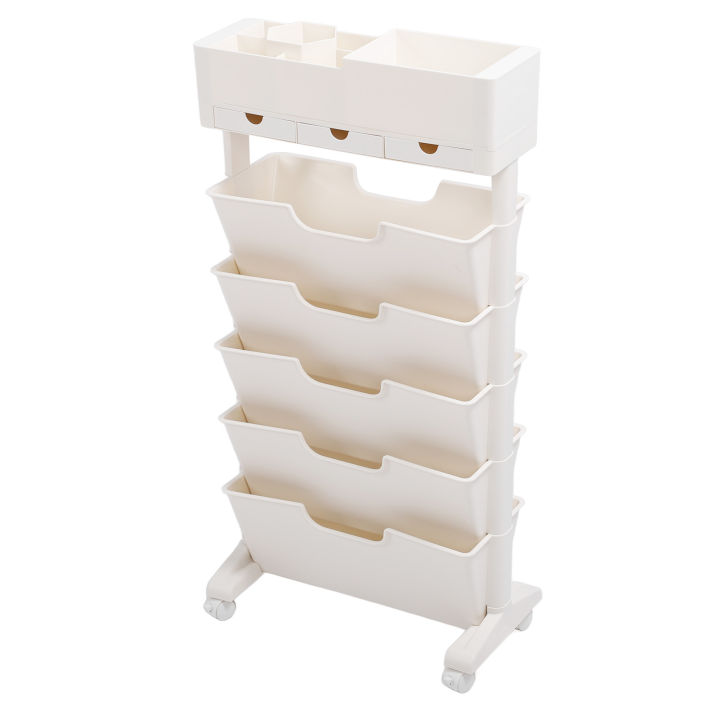 Mobile%20Bookshelf%20Movable%20Storage%20Book%20Shelves%20Durable%20Wide%20Application%20360%C2%B0%20Rotation%20Wheels%205%20Tier%20Design%20for%20Libraries%20-%20Image%207