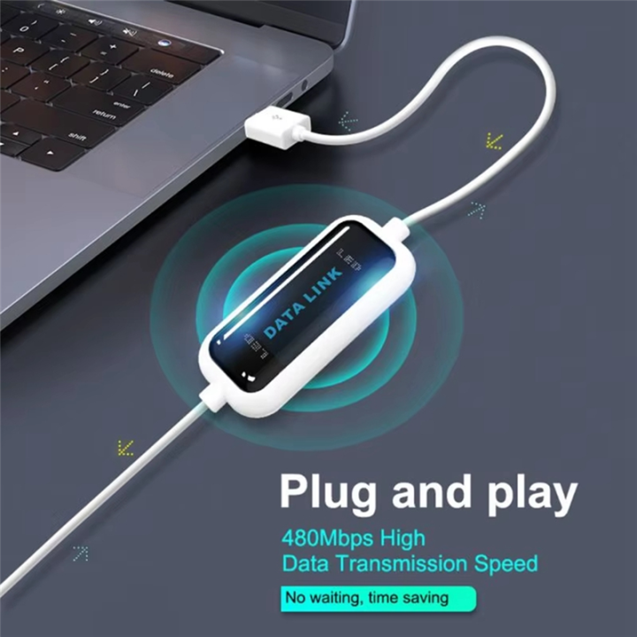 USB PC to PC Sync Link Net Direct Data File Transfer Bridge LED Cable ...