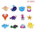 12Pcs Mix Ocean Animals Wooden Fridge Magnet Creative Cartoon 3D Stickers Toys. 