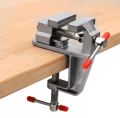 Aluminium Alloy Table Bench Clamp Vise Mini Bench Vise Table Screw Vise-silvery. 