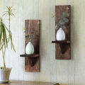 Mr Wood- Modern & Stylish Wooden Wall Rack/ Wall Mount Plants Rack/ Solid Wood Candels Holder. 
