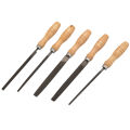 High Carbon Steel File Set with Wooden Handles Rasp File for Wood, Metal, Plastic, 5 Pieces (Steel File). 