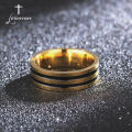 【Fullyoung_520 Store】Letdiffery Gold Stainless Steel 2 lines Men Rings Fashion Enamel Simple Women Rings Birthday Gifts. 