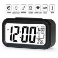 Optically Controlled Liquid Crystal Device Digital Alarm Clock LCD Display  with Automatic Sensor Back Light Night Calendar. 
