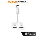 Moxom MX-AX20 Type-C to Type-C + 3A 15W Type-C Charge Adapter PD Fast Charging Bridge Audio + Charging Cable Jack Adapter AUX Cable Audio. 