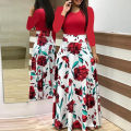 Fashion Long Sleeve Floral Boho Print Long Maxi Dress Ladies Casual Dress For Women. 