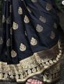 SIRIL Women's Soft Banarasi Silk Jacquard Saree with Unstitched Blouse Piece- Black colour. 