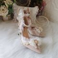 Original French Style Teenage High Heels Elegant and Exquisite Embroidered Lolita Palace Style Pointed-Toe Wedding Shoes Sandals. 