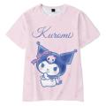 2023 Summer Kids Clothes Baby Girls Cartoon Kuromi T Shirt Cute Anime 3D Printing Short-sleeved T-shirt Mother and Daughter Tees. 