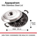 Non Stick Appam Pan,Appam Maker,12 Scoops Appam Maker, Nonstick Appam Pan, Appa Chetty Paniyaram Pan Patra Tawa With Lid and Handle. 