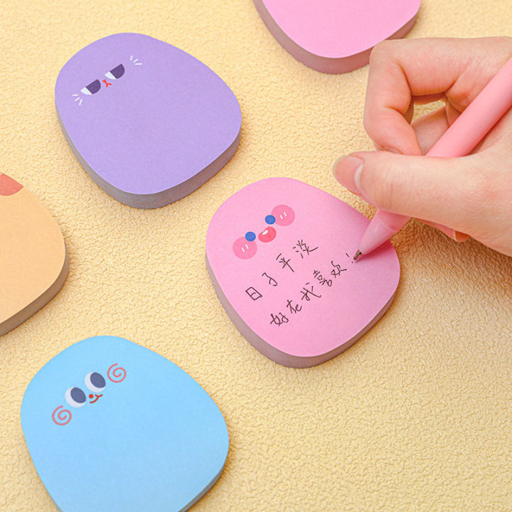 60 Sheets Kawaii Cartoon Memo Pad Cute Colored Emoticon Sticky Notes ...