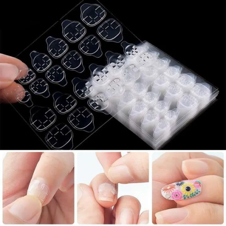 Monja 10Pcs Nail Art Transparent Double Side Adhesive Tapes Sticker Multi-Size False Nail Tips Manicure Decorations