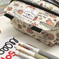 Portable Cute Capybara Flip Pencil Cases Fashion Cartoon Pencil Pouch Kawaii Stationery Storage Bag Cosmetic Bags Coin Purse. 