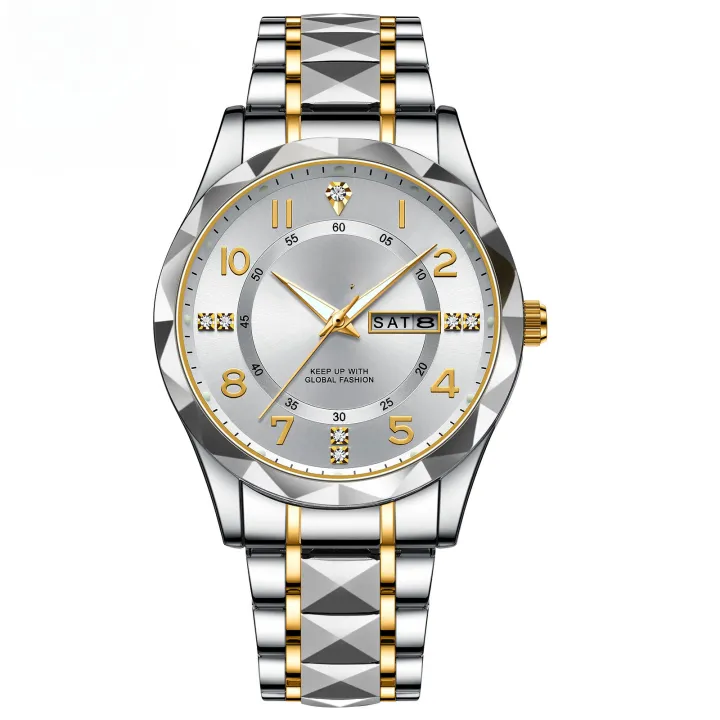【Miga Plaza】 New Men's Watches Business Quartz Stainless Steel Gold Watch for Man Sport Wrist Watch Waterproof Luminous High FASHION Male Clock Men Watch +Box
