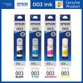 GENUINE EPSON  003 Ink  Black, cyan, magenta, yellow for (L3110, L3150, L1110,L3100,L3101,L5190) Printer Models Black + Tri Color Combo Pack Ink Bottle. 