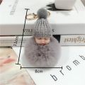 New Pompom sleeping baby keychain cute fluffy Plush doll Keychains Women Girl Bag keyrings Cars Key ring Jewelry Gift porte cl. 