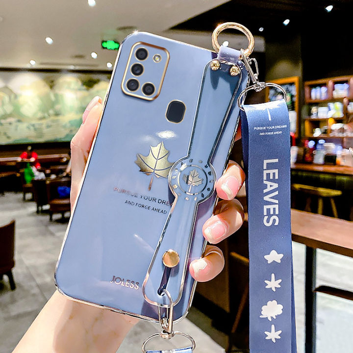 For Samsung Galaxy A21s Back Cover with Lanyard Wristband