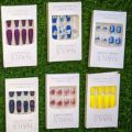 Nails One Set, French Tip Square Fake Nails Floral Design False Nails Short Coffin Glossy Fake Stick on Nails Acrylic Glue Full Cover Stick on Nails for Women. 