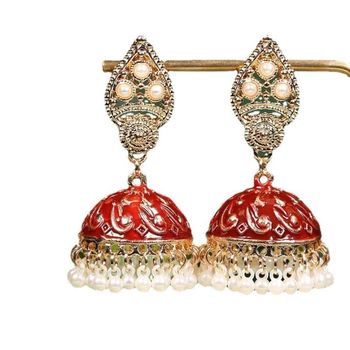 Vintage%20Ethnic%20Simulated%20Pearl%20Tassel%20Earrings%202022%20Gypsy%20Antique%20Gold%20Color%20Fashion%20Women%20Indian%20Earrings%20Jhumka%20Jewelry%20-%20Image%204
