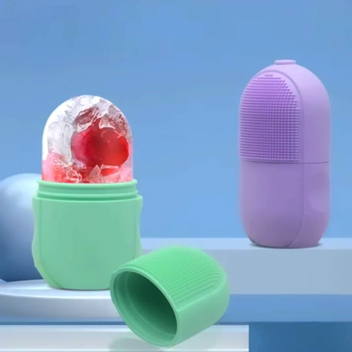 Ice Roller for Face and Eye Reusable Ice Face Roller Ice Cube Mold Puffiness Relief Tighten Skin Silicone Ice Cube Massager for Brightening Skin Anti- wrinkles Reducing Acne Skin Scrubber With Ice Roller For Face,3 IN 1 Ice Roller for Face Massager, Face