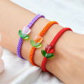 Elegant Tulip Charm Bracelet Handmade Braided Rope Fashion Sweet Flower Adjustable Bracelet Wristband Friendship Jewelry Gifts ANLAN. 