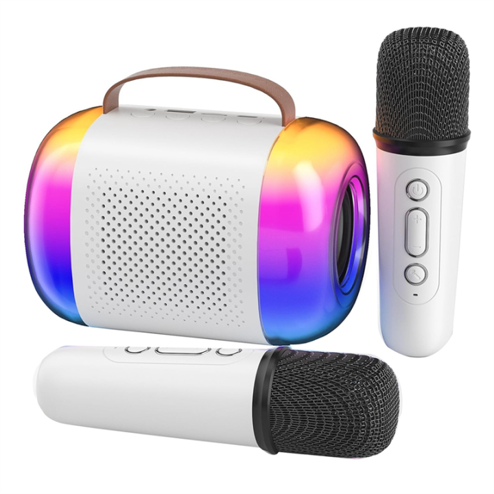 Karaoke Machine with 2 Wireless Microphones Portable Bluetooth Speaker ...