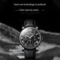 DGSenpi Men's Multi-Functional Waterproof Big Dail Watch Ge-nuine Leather Strap Calendar Quartz Watch. 