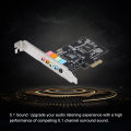 PCI-E Express Expansion Card 5.1 Sound 5 Port Sound Card Stereo Surround Sound Card for Desktop Black. 