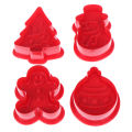 4Pcs/Set Christmas Cookie Biscuit Mold 3D Cookie Plunger Cutter Diy Baking Mould. 
