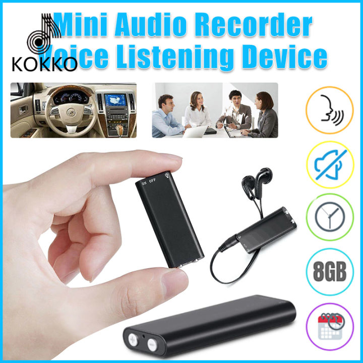 KOKKO Mini Audio Recorder Voice Listening Device 96 Hours 8GB Bug