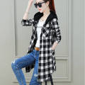 No Pilling, No Fading ] Spring and Autumn Shirt Plaid Mid-Length Coat Women's Long Sleeve Western Style Women's. 