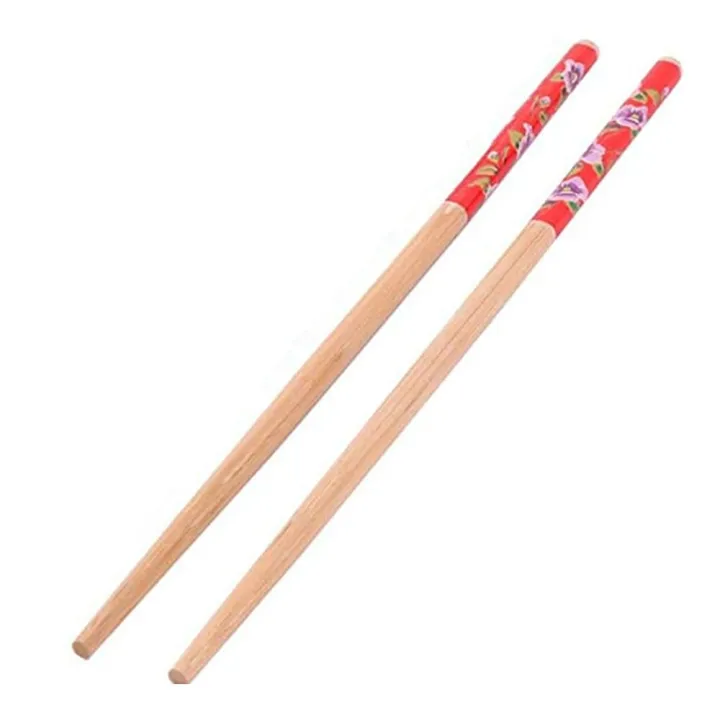 【WEJA】1 Pair of Chinese Home Kitchen Cooking Bamboo Chopsticks Natural Durable Reusable with Floral Cute Wood Chopsticks Value Gift