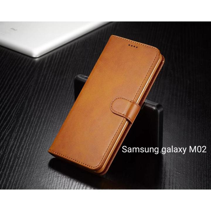 Luxury Leather Flip Pouch Cover For Samsung galaxy A14 5G/A14 4G/A13 4G/M31/A32 4G/A53 5G/A02/M02/A04E/A04S/A03S/A04/A03/A03 CORE/A02S/M02S/M21 - (Brown)