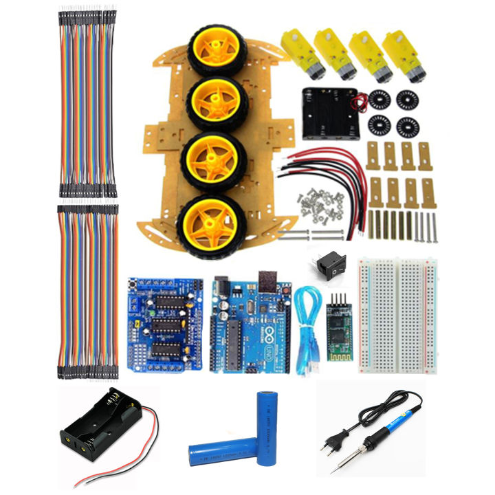 Arduino Bluetooth Controlled 4WD Smart Robot Car Kit/2x18650 3.7v ...