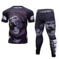 【5】 Boxing Set Men Sport Rashguard Jitsu Bjj Rash Guard KickBoxing Sets Muay Thai Jersey MMA Fightwear. 