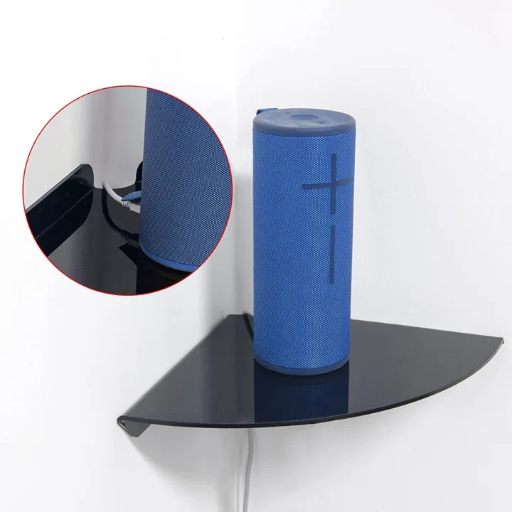 2Pcs Acrylic Corner Shelf Floating Wall Storage Shelf Display Speaker
