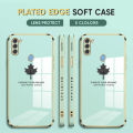 Luxury 6D Plating Case for Samsung Galaxy A11 M11 Back Cover Maple Leaf Side Pattern Soft Silicone Square Phone Cases. 