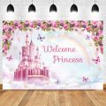 Princess Backdrops Pink Rainbow Castle Birthday Party Flowers World Poster Photographic Background Photocall Photo. 
