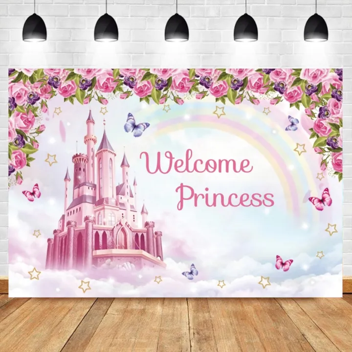 Princess%20Backdrops%20Pink%20Rainbow%20Castle%20Birthday%20Party%20Flowers%20World%20Poster%20Photographic%20Background%20Photocall%20Photo%20-%20Image%204