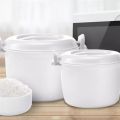 Microwave Rice Cooker Multifunction Small Lunch Container Microwave Cooker Cookware for Microwave Oven 17.5x21x14cm. 